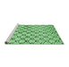 Sideview of Machine Washable Abstract Emerald Green Modern Area Rugs, wshabs3186emgrn