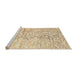Sideview of Machine Washable Abstract Khaki Gold Rug, wshabs3187