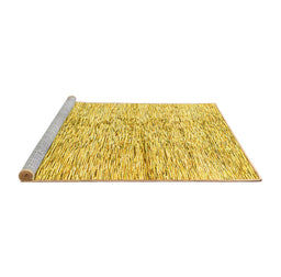 Sideview of Machine Washable Solid Yellow Modern Rug, wshabs3187yw