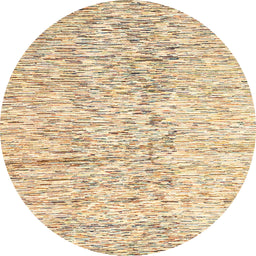Round Machine Washable Abstract Khaki Gold Rug, wshabs3187