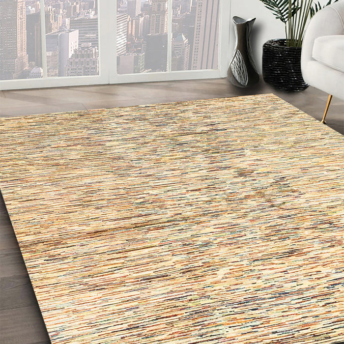 Machine Washable Abstract Khaki Gold Rug in a Family Room, wshabs3187
