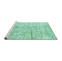 Sideview of Machine Washable Solid Turquoise Modern Area Rugs, wshabs3187turq