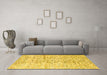 Machine Washable Solid Yellow Modern Rug in a Living Room, wshabs3187yw