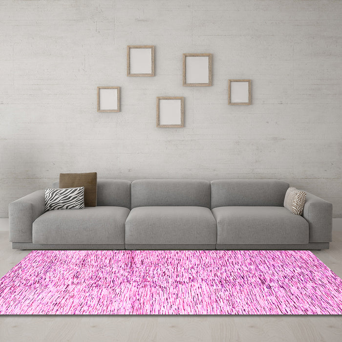 Machine Washable Solid Pink Modern Rug in a Living Room, wshabs3187pnk