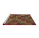 Sideview of Machine Washable Abstract Fire Brick Red Rug, wshabs3188