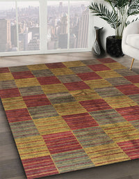 Abstract Fire Brick Red Checkered Rug, abs3188