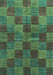 Machine Washable Checkered Turquoise Modern Area Rugs, wshabs3188turq