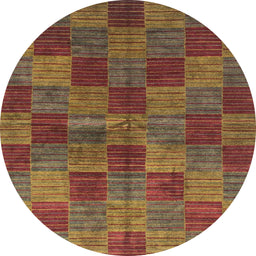 Round Machine Washable Abstract Fire Brick Red Rug, wshabs3188