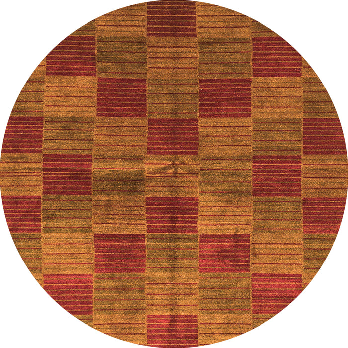 Round Machine Washable Checkered Orange Modern Area Rugs, wshabs3188org
