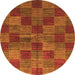 Round Machine Washable Checkered Orange Modern Area Rugs, wshabs3188org