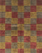 Abstract Fire Brick Red Checkered Rug, abs3188