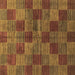 Square Machine Washable Checkered Brown Modern Rug, wshabs3188brn