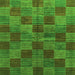 Square Machine Washable Checkered Green Modern Area Rugs, wshabs3188grn