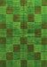 Machine Washable Checkered Green Modern Area Rugs, wshabs3188grn