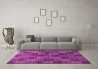 Machine Washable Checkered Purple Modern Rug, wshabs3188pur