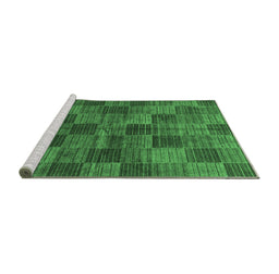 Sideview of Machine Washable Checkered Emerald Green Modern Area Rugs, wshabs3188emgrn
