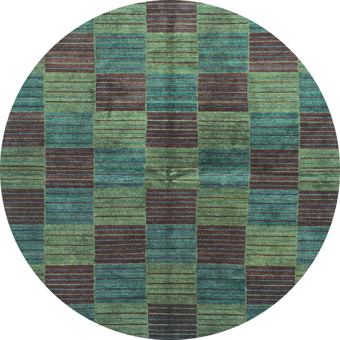 Round Checkered Light Blue Modern Rug, abs3188lblu
