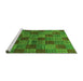 Sideview of Machine Washable Checkered Green Modern Area Rugs, wshabs3188grn