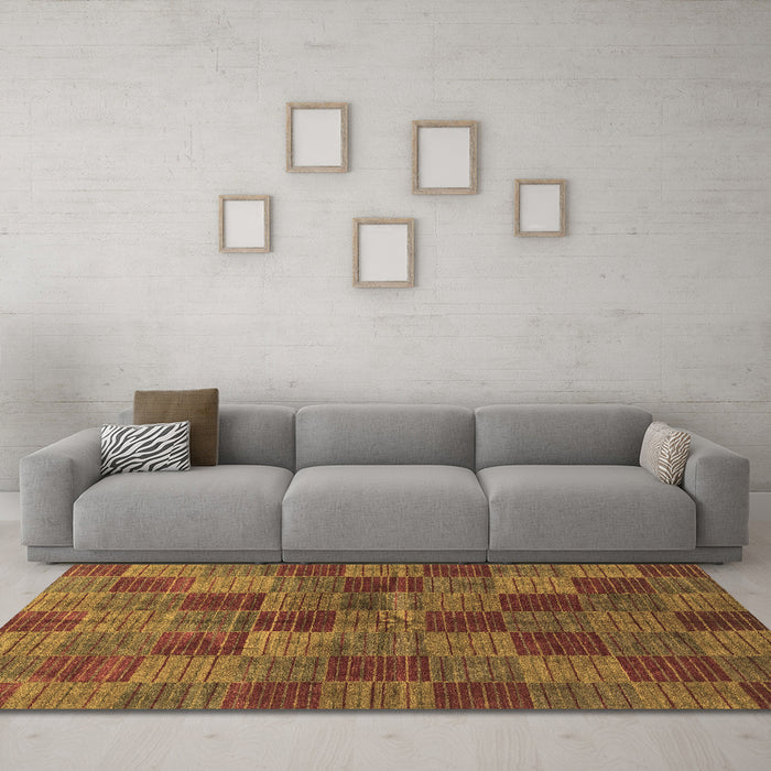 Machine Washable Checkered Brown Modern Rug in a Living Room,, wshabs3188brn