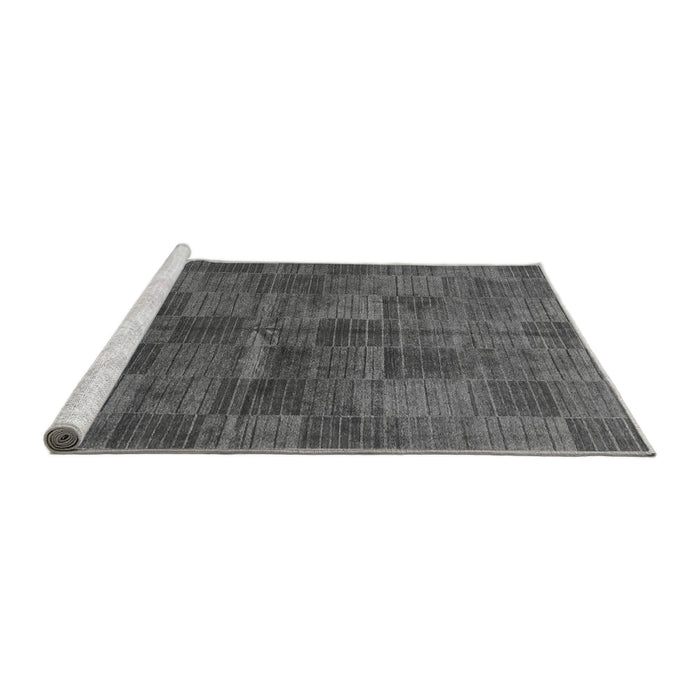 Sideview of Machine Washable Checkered Gray Modern Rug, wshabs3188gry