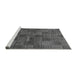 Sideview of Machine Washable Checkered Gray Modern Rug, wshabs3188gry