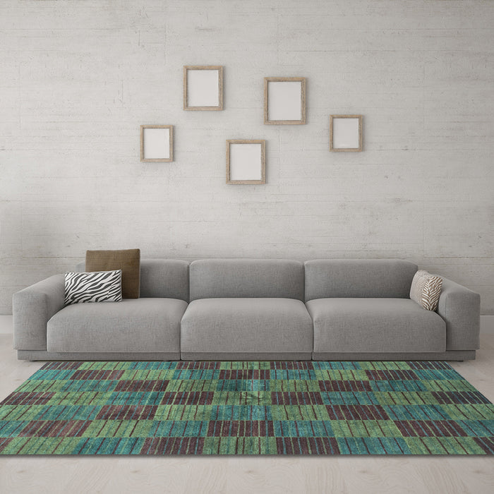Machine Washable Checkered Light Blue Modern Rug in a Living Room, wshabs3188lblu