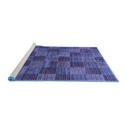 Sideview of Machine Washable Checkered Blue Modern Rug, wshabs3188blu