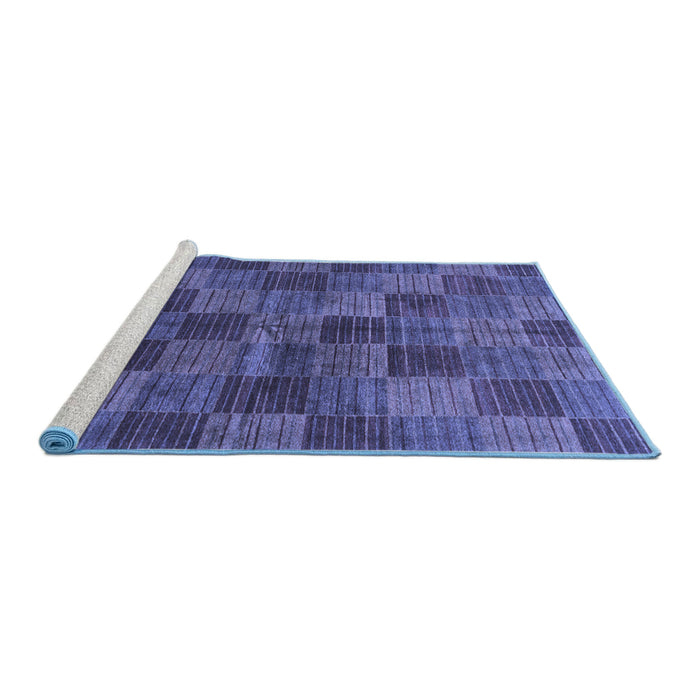Sideview of Machine Washable Checkered Blue Modern Rug, wshabs3188blu