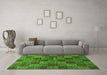 Machine Washable Checkered Green Modern Area Rugs in a Living Room,, wshabs3188grn