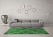 Machine Washable Checkered Emerald Green Modern Area Rugs in a Living Room,, wshabs3188emgrn