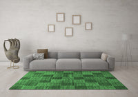 Machine Washable Checkered Emerald Green Modern Rug, wshabs3188emgrn