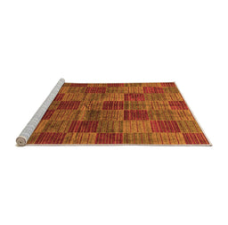 Sideview of Machine Washable Checkered Orange Modern Area Rugs, wshabs3188org