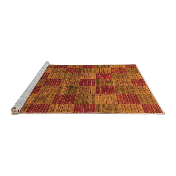 Sideview of Machine Washable Checkered Orange Modern Area Rugs, wshabs3188org