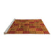 Sideview of Machine Washable Checkered Orange Modern Area Rugs, wshabs3188org