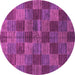 Round Checkered Purple Modern Rug, abs3188pur