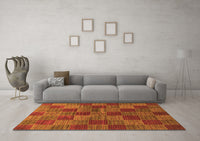 Machine Washable Checkered Orange Modern Rug, wshabs3188org