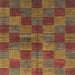 Square Abstract Fire Brick Red Checkered Rug, abs3188