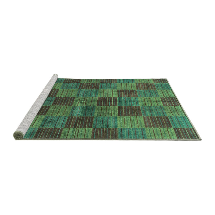Sideview of Machine Washable Checkered Turquoise Modern Area Rugs, wshabs3188turq