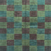 Square Machine Washable Checkered Light Blue Modern Rug, wshabs3188lblu