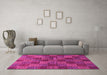 Machine Washable Checkered Pink Modern Rug in a Living Room, wshabs3188pnk