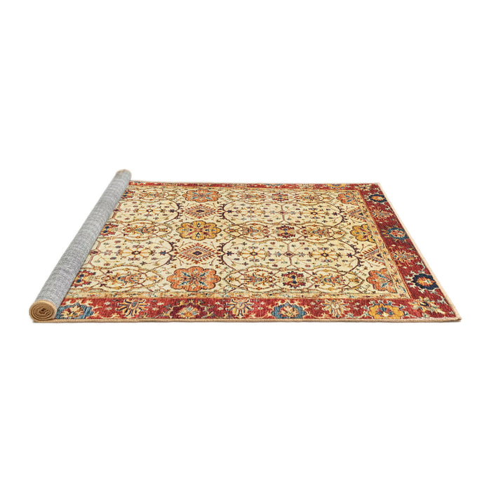 Sideview of Machine Washable Abstract Brown Gold Rug, wshabs3189