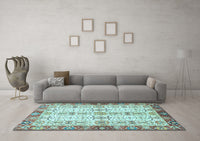 Machine Washable Oriental Light Blue Traditional Rug, wshabs3189lblu