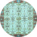 Round Oriental Light Blue Traditional Rug, abs3189lblu