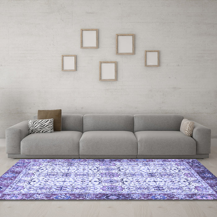 Machine Washable Oriental Blue Traditional Rug in a Living Room, wshabs3189blu