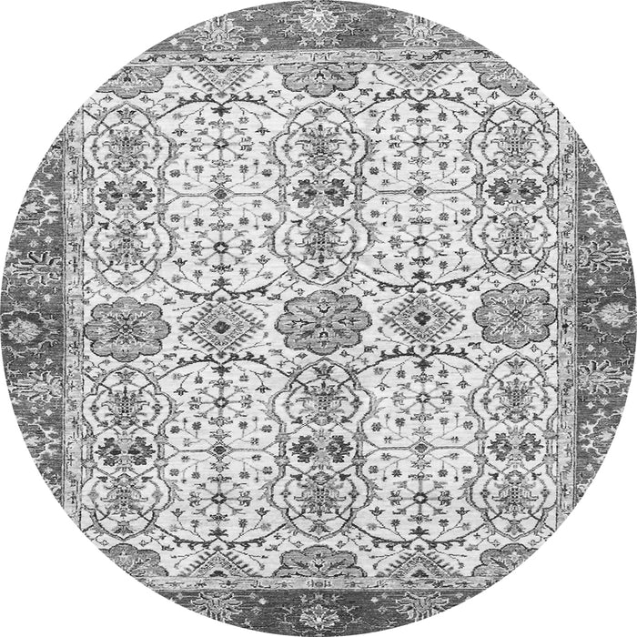 Round Machine Washable Oriental Gray Traditional Rug, wshabs3189gry