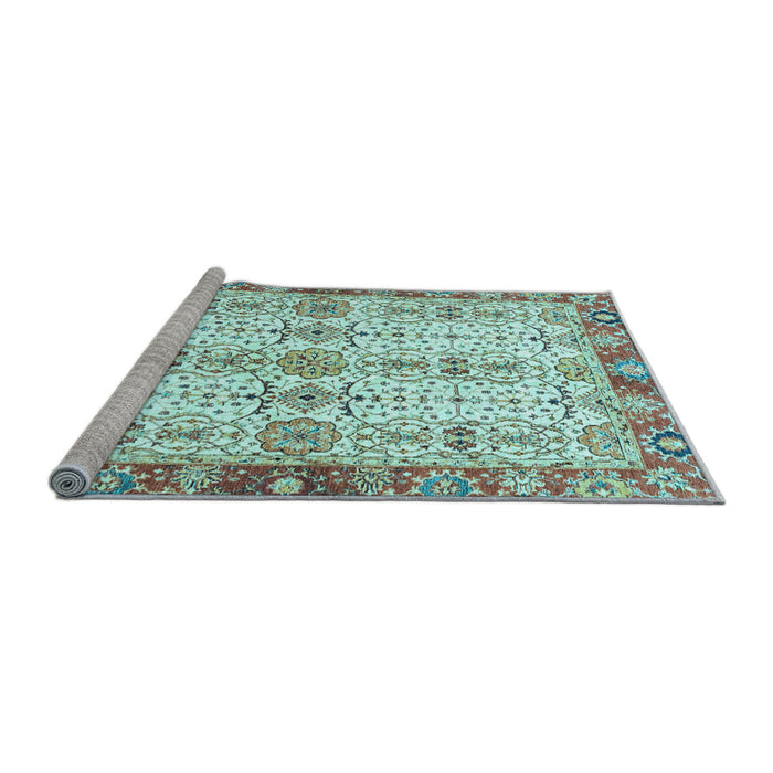 Sideview of Machine Washable Oriental Light Blue Traditional Rug, wshabs3189lblu