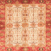 Square Machine Washable Oriental Orange Traditional Area Rugs, wshabs3189org