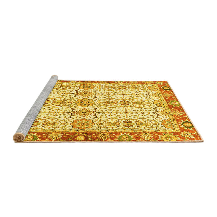 Sideview of Machine Washable Oriental Yellow Traditional Rug, wshabs3189yw