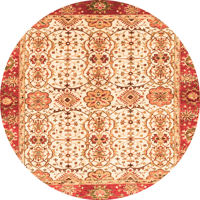 Round Oriental Orange Traditional Rug, abs3189org