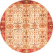 Round Oriental Orange Traditional Rug, abs3189org